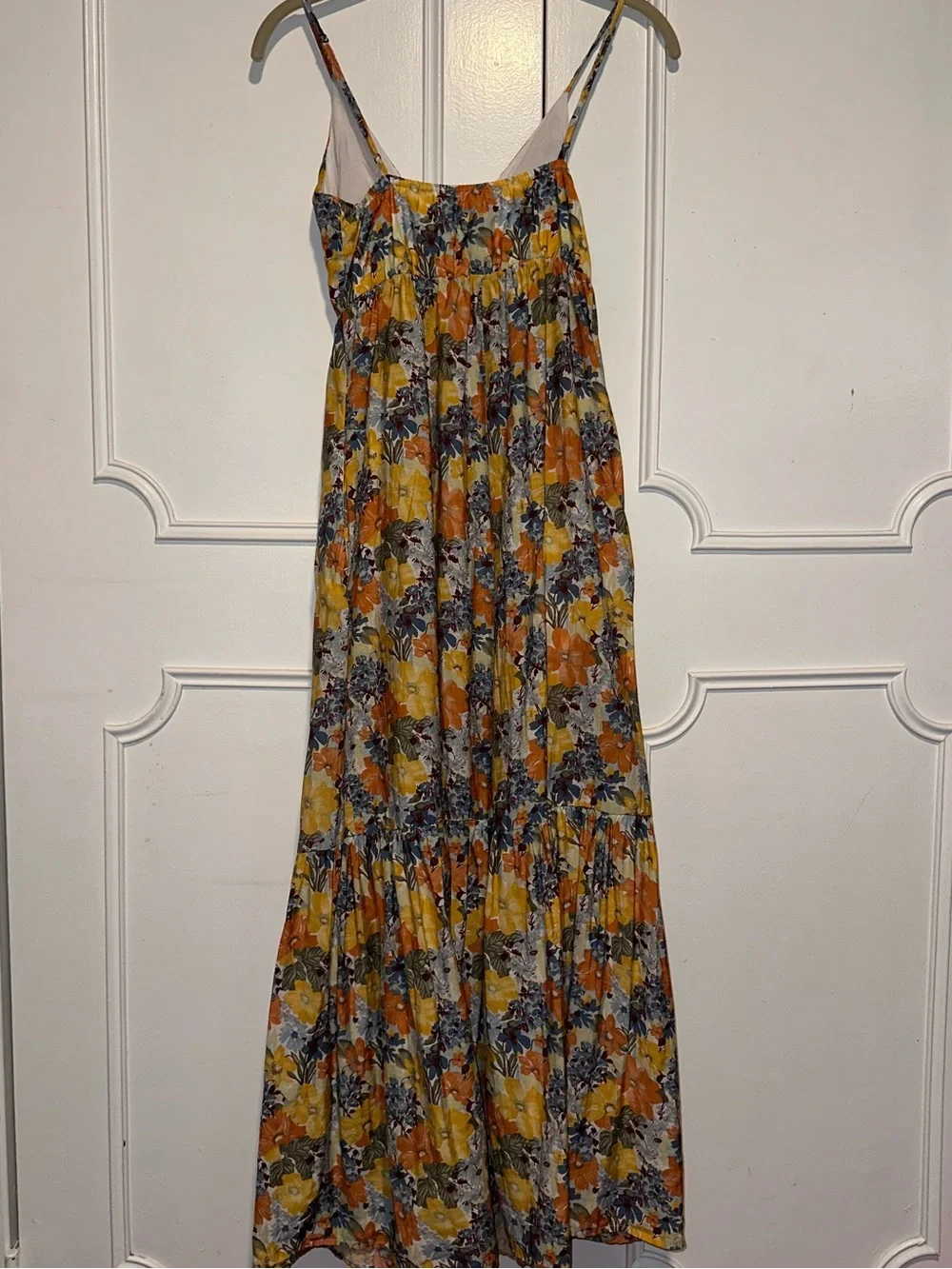 Abercrombie & Fitch Yellow and Blue Floral Cutout Maxi Dress